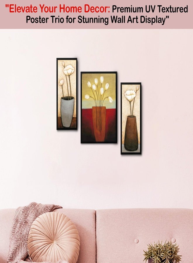 Rousrie Wall Painting Frames For decor, Pictures Frame For Living Room, Home Decoration, Bedroom, Set of 3, 1pc- 23 x 30 cm, 2pc- 12.5 x 30 cm (Design 11) - Image 2